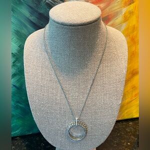 Lucky Brand Necklace with Three Scalloped (Silver and Gold) Rings